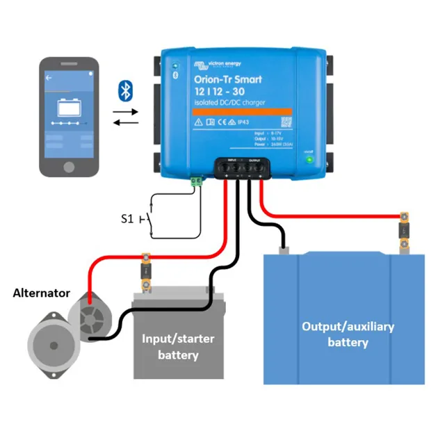 ori122436120-systemskisse Victron Orion-Tr Smart 12/24-15A (360W) Isolated DC-DC - Bilde 4